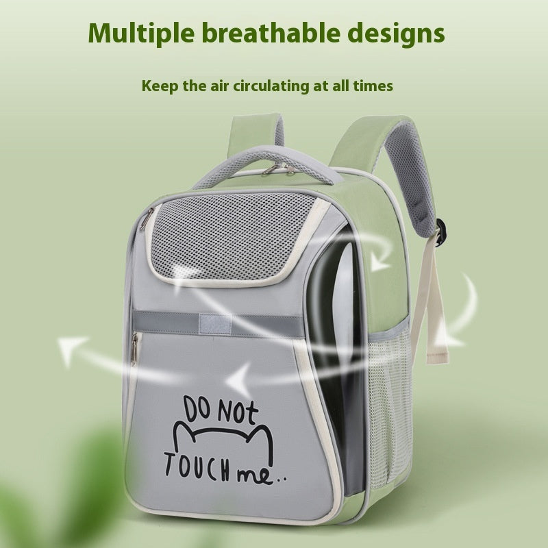 HKM-326675 Expandable Portable Cat Backpack - Medium Soft PVC Oxford Pet Bag