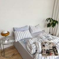 HKM-326803 Cotton Striped Bed Linen Set in Boston Green, Los Angeles Pink, Miami Blue - 3 or 4 Piece Options Available