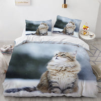 HKM-326803 White Geometric Cat Duvet Cover Set for 1.8m Beds - Available in Multiple Sizes