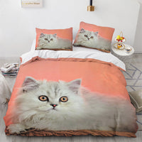 HKM-326803 White Geometric Cat Duvet Cover Set for 1.8m Beds - Available in Multiple Sizes