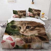 HKM-326803 White Geometric Cat Duvet Cover Set for 1.8m Beds - Available in Multiple Sizes