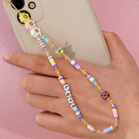 HKM-326867 Handmade Bohemian Ceramic Phone Chain with Colorful Crystal Beads and Anti-Lost Design