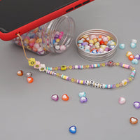 HKM-326867 Handmade Bohemian Ceramic Phone Chain with Colorful Crystal Beads and Anti-Lost Design