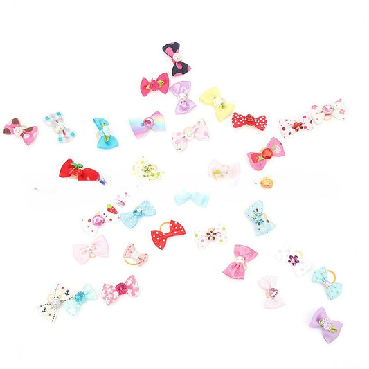 HKM-326995 Festive Pet Bow Headband Accessories - Set of 10 for Any Occasion