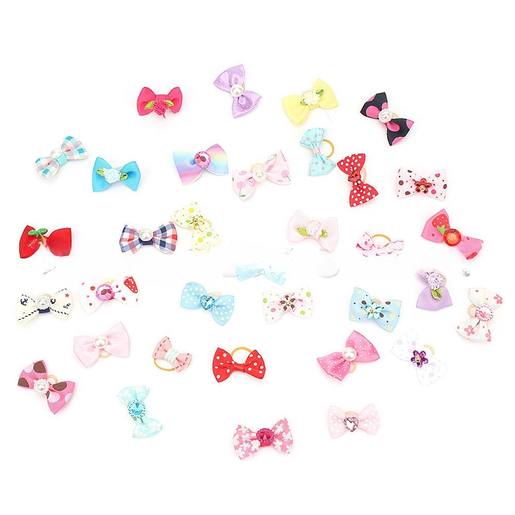 HKM-326995 Festive Pet Bow Headband Accessories - Set of 10 for Any Occasion
