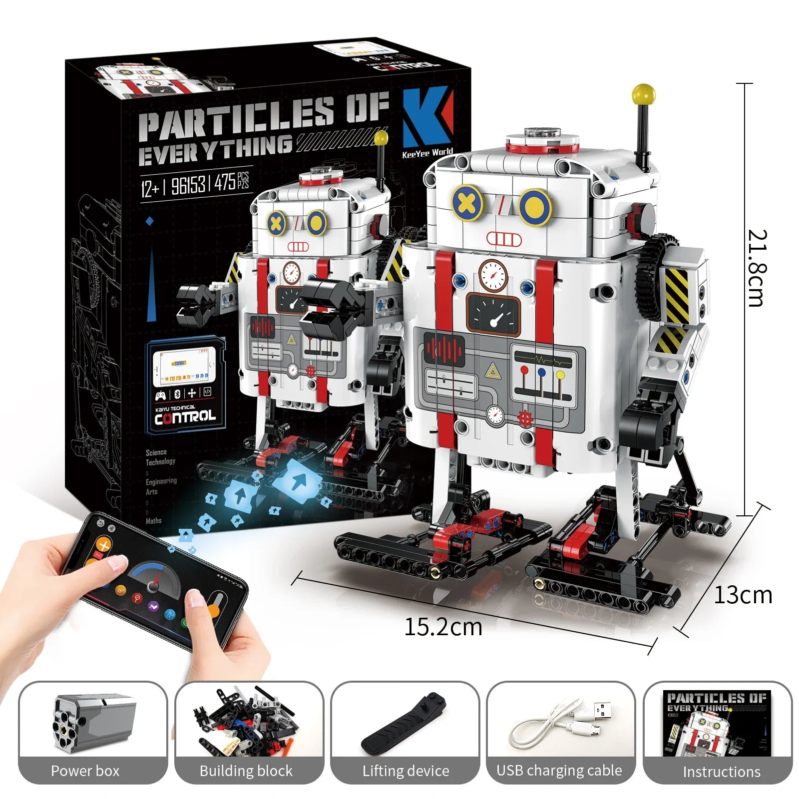 HKM-327059 Intelligent 3D Walking Robot Assembly Kit - Educational Remote Control STEM Building Block Toy for Ages 6+