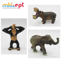 HKM-327123 Mini Wild Animal Toy Figure Set for Kids - 12 Plastic Zoo and Farm Animals