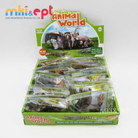 HKM-327123 Mini Wild Animal Toy Figure Set for Kids - 12 Plastic Zoo and Farm Animals