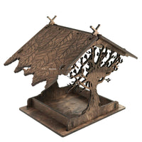 HKM-327187 Wooden Outdoor Bird Feeder in Natural and Carbonized Colors