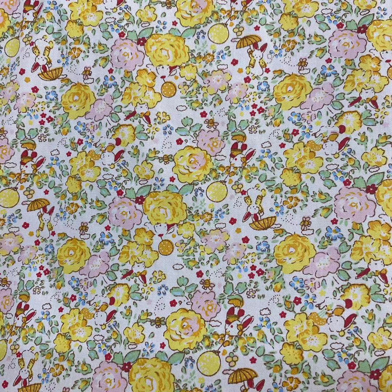 HKM-327315 Eco-Friendly Twill Cotton Fabric with Botanical Print for Children's Apparel and Home Décor