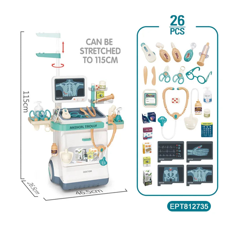HKM-327315 Kids Medical Doctor Kit Play Set with Medical Car - Ages 5 to 7, Unisex