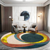 HKM-327379 Nordic Green Kumquat Round Abstract Circle Anti-Slip Floor Mat for Living Room and Bedroom
