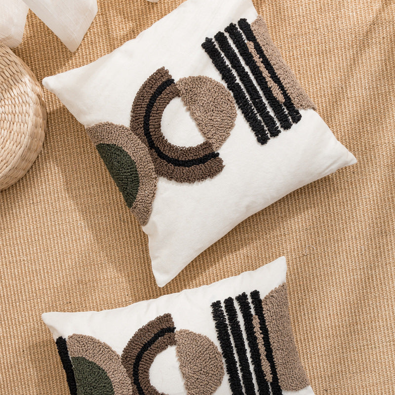 HKM-327443 Cotton Canvas Loop Tufted Pillow – 45x45cm and 30x50cm Options Available