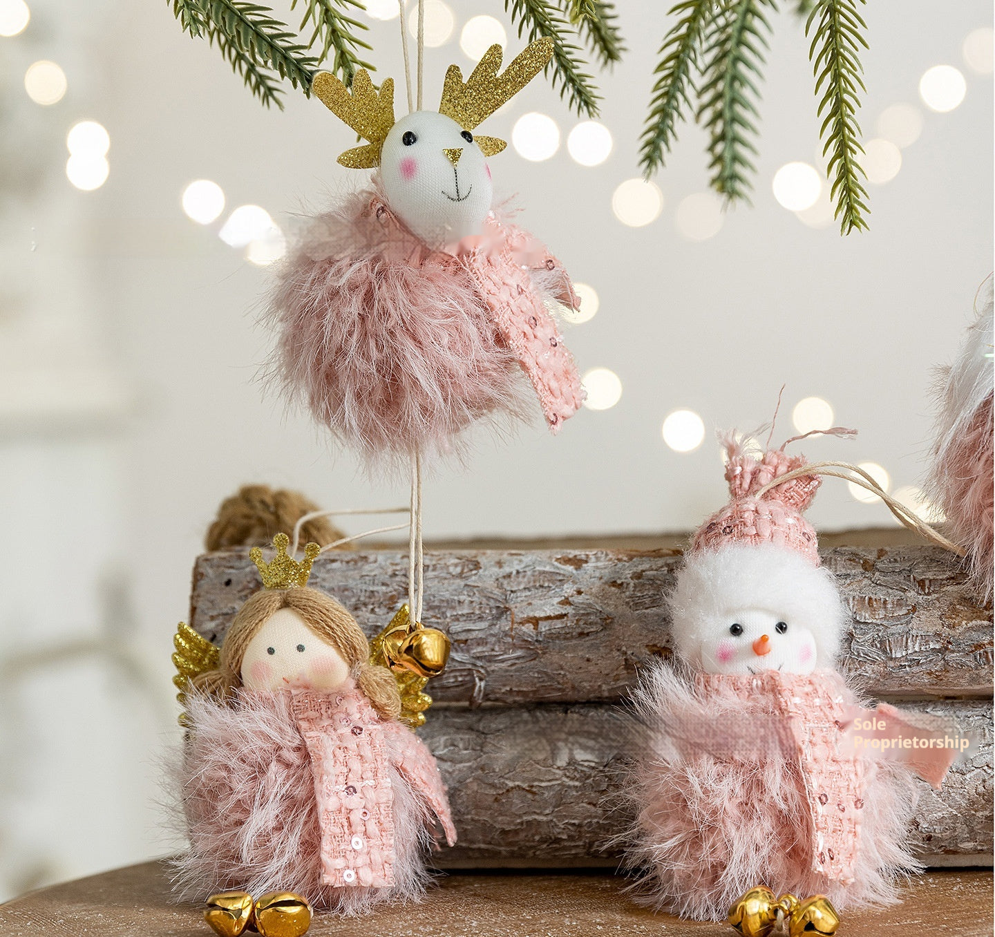 HKM-327443 Plush Snowman Doll Pendant for Festive Home Decoration in Pink