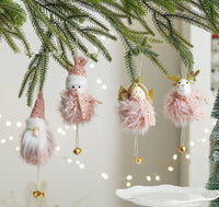 HKM-327443 Plush Snowman Doll Pendant for Festive Home Decoration in Pink