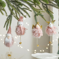 HKM-327443 Plush Snowman Doll Pendant for Festive Home Decoration in Pink