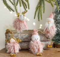 HKM-327443 Plush Snowman Doll Pendant for Festive Home Decoration in Pink