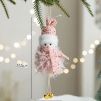 HKM-327443 Plush Snowman Doll Pendant for Festive Home Decoration in Pink