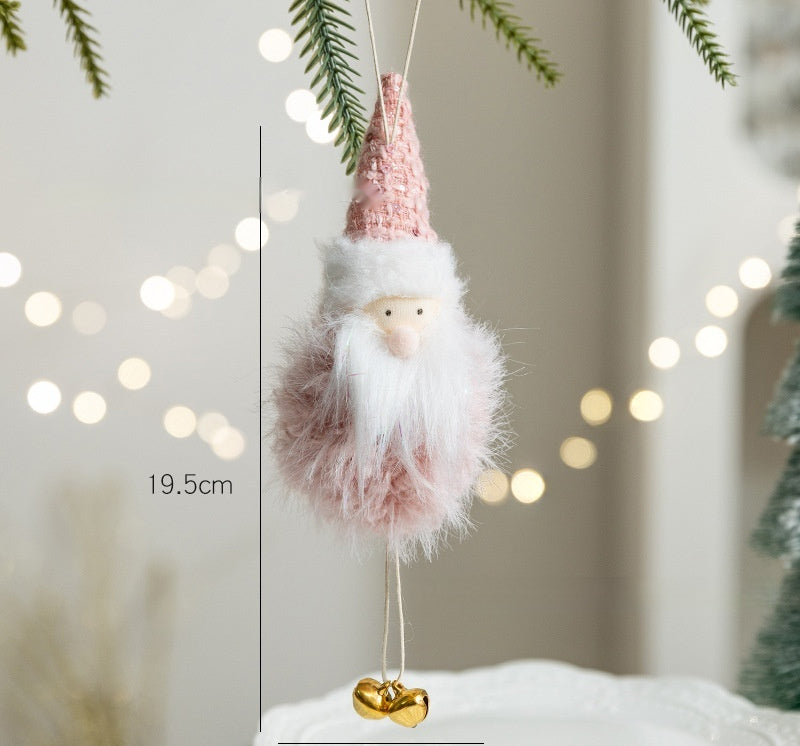 HKM-327443 Plush Snowman Doll Pendant for Festive Home Decoration in Pink