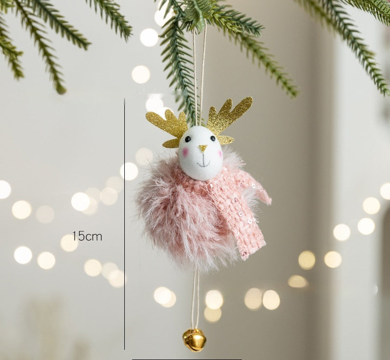 HKM-327443 Plush Snowman Doll Pendant for Festive Home Decoration in Pink