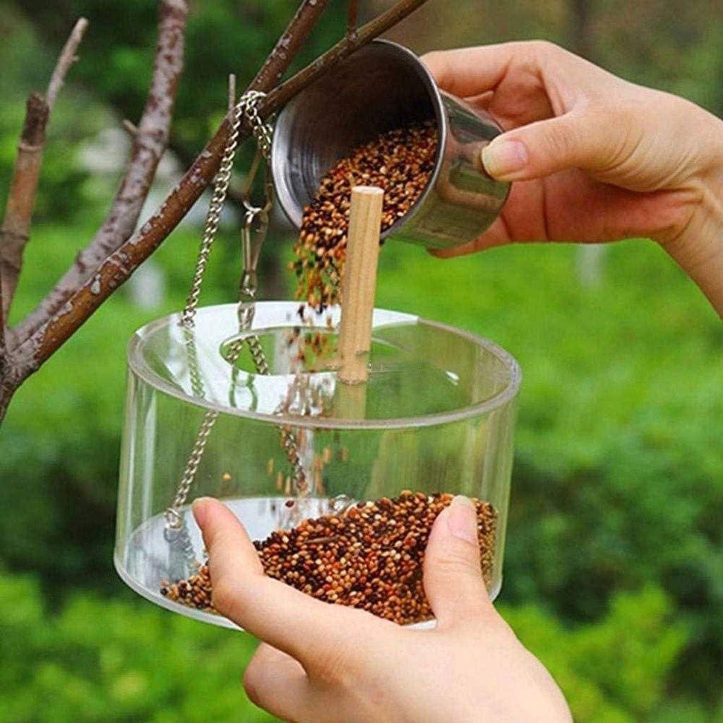 HKM-327571 Acrylic Round Bird Food Box with 1000ml Seed Capacity, 135mm x 80mm Dimensions