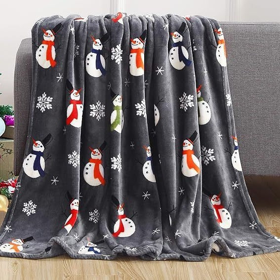 HKM-327635 Christmas Snowflake Flannel Blanket - 3D Printed Nap Quilt Available in Multiple Sizes
