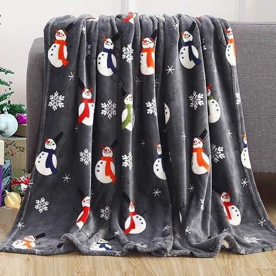 HKM-327635 Christmas Snowflake Flannel Blanket - 3D Printed Nap Quilt Available in Multiple Sizes
