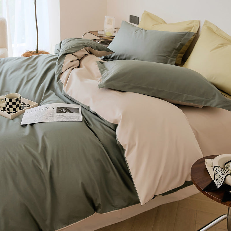 HKM-327635 Woolen Cotton Four-Piece Bed Set in Solid Color - Pure Long-Staple Cotton Bedding