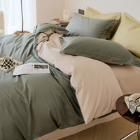 HKM-327635 Woolen Cotton Four-Piece Bed Set in Solid Color - Pure Long-Staple Cotton Bedding