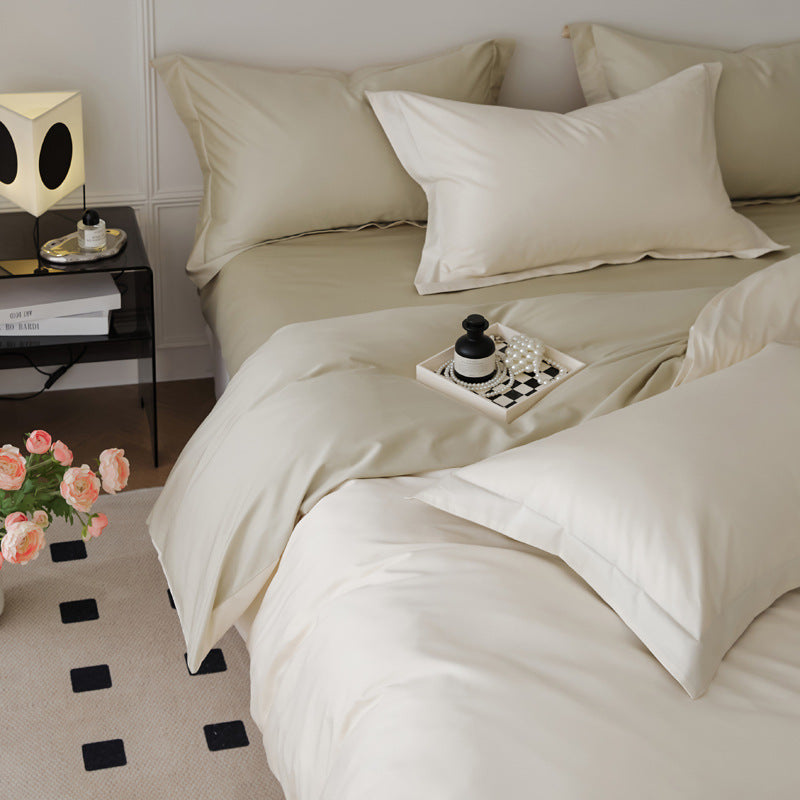 HKM-327635 Woolen Cotton Four-Piece Bed Set in Solid Color - Pure Long-Staple Cotton Bedding