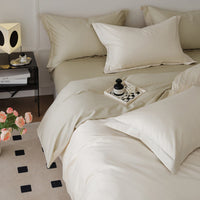 HKM-327635 Woolen Cotton Four-Piece Bed Set in Solid Color - Pure Long-Staple Cotton Bedding