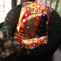 HKM-327699 Hand-Crocheted Plush Flower Bedside Cushion, 40x40 cm Decorative Pillow with Soft Texture