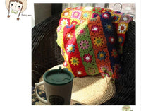 HKM-327699 Hand-Crocheted Plush Flower Bedside Cushion, 40x40 cm Decorative Pillow with Soft Texture