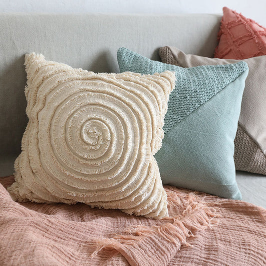 HKM-327763 Modern Square Pillow Covers in Cotton - Waist Cushion Available in 35x50cm, 45x45cm, 55x55cm