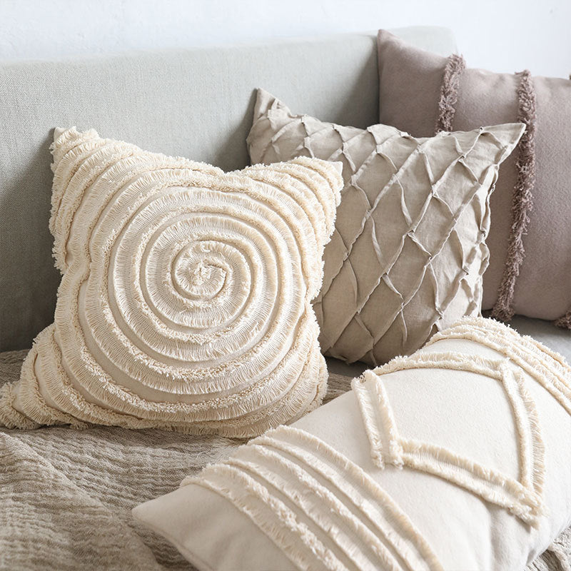 HKM-327763 Modern Square Pillow Covers in Cotton - Waist Cushion Available in 35x50cm, 45x45cm, 55x55cm
