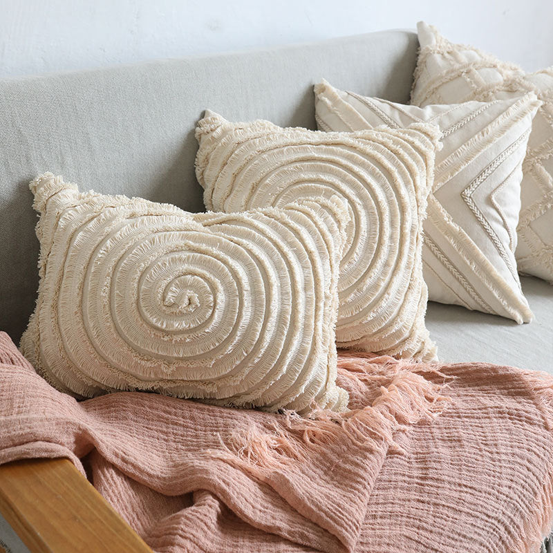 HKM-327763 Modern Square Pillow Covers in Cotton - Waist Cushion Available in 35x50cm, 45x45cm, 55x55cm