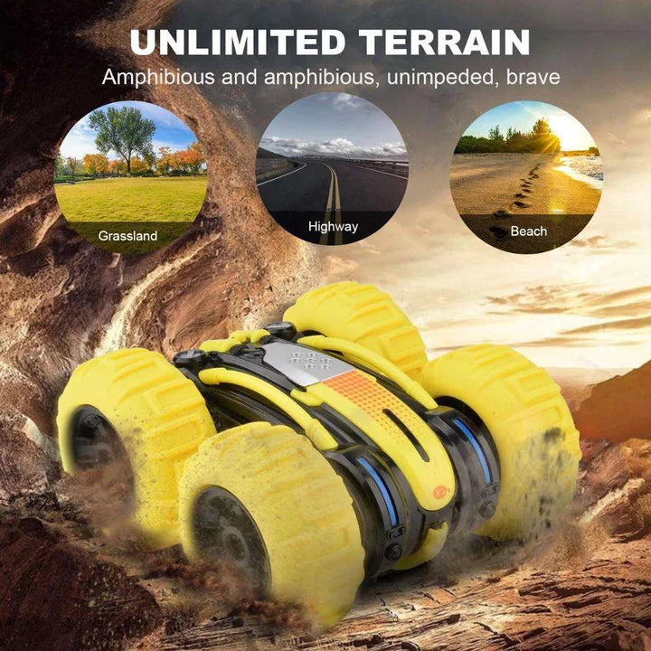 HKM-327891 Amphibious 2.4G Double-Sided RC Stunt Car with 360° Rotation for All-Terrain Fun
