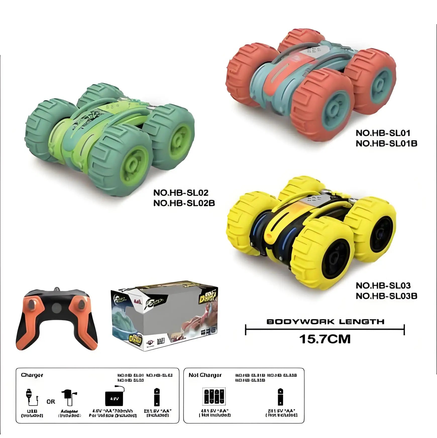 HKM-327891 Amphibious 2.4G Double-Sided RC Stunt Car with 360° Rotation for All-Terrain Fun