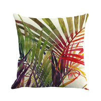 HKM-328019 Tropical Leaf Print Cotton and Linen Pillowcase - 45x45cm Decorative Cushion Cover