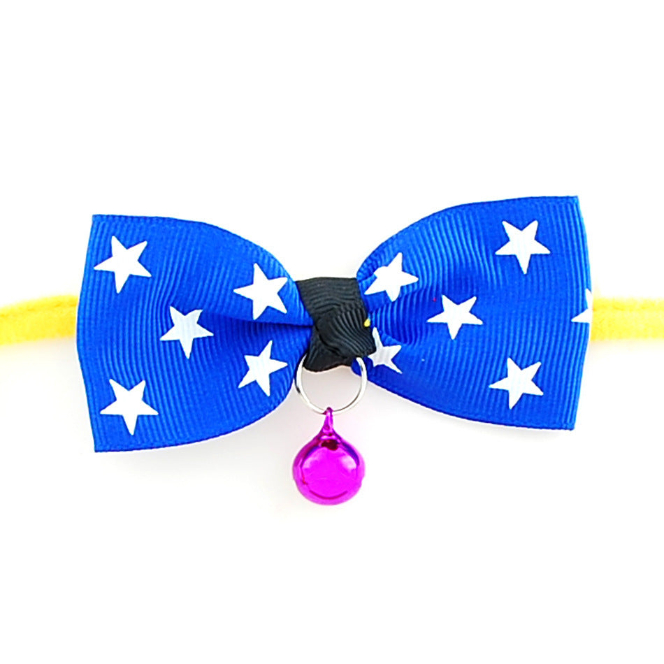 HKM-328147 Adjustable Polyester Dog and Cat Bow Tie with Copper Bell, Neck Strap Up to 56 cm