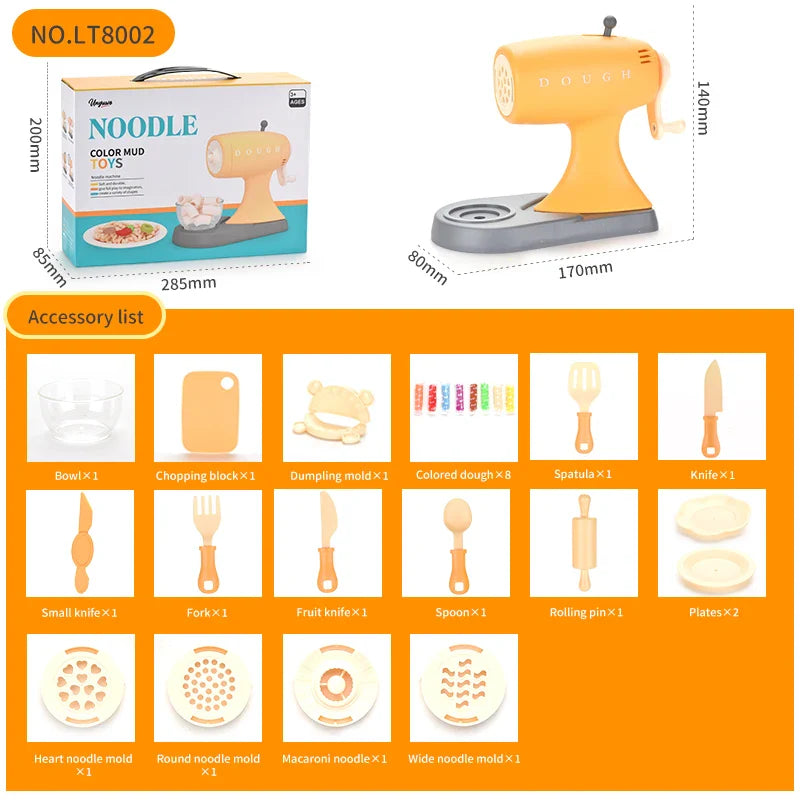 HKM-328211 Colorful Soft Clay Noodle Making Machine Toy Set for Kids Ages 3+ - 8 Colors Included