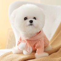 HKM-328211 Cozy Cat Fur Ball Sweater for Small Dogs - Hooded Pet Clothing in Pink, Blue, Beige