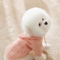 HKM-328211 Cozy Cat Fur Ball Sweater for Small Dogs - Hooded Pet Clothing in Pink, Blue, Beige