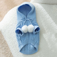 HKM-328211 Cozy Cat Fur Ball Sweater for Small Dogs - Hooded Pet Clothing in Pink, Blue, Beige