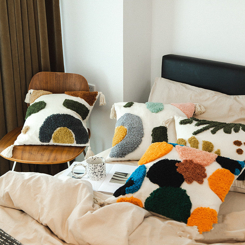 HKM-328403 Tufted Cotton Decorative Pillowcase for Modern Home Decor - Various Floral Designs