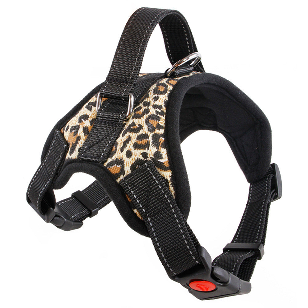 HKM-328467 Nylon Dog Collar for Medium and Large Breeds - Black, Red, Camouflage, Leopard Print Options