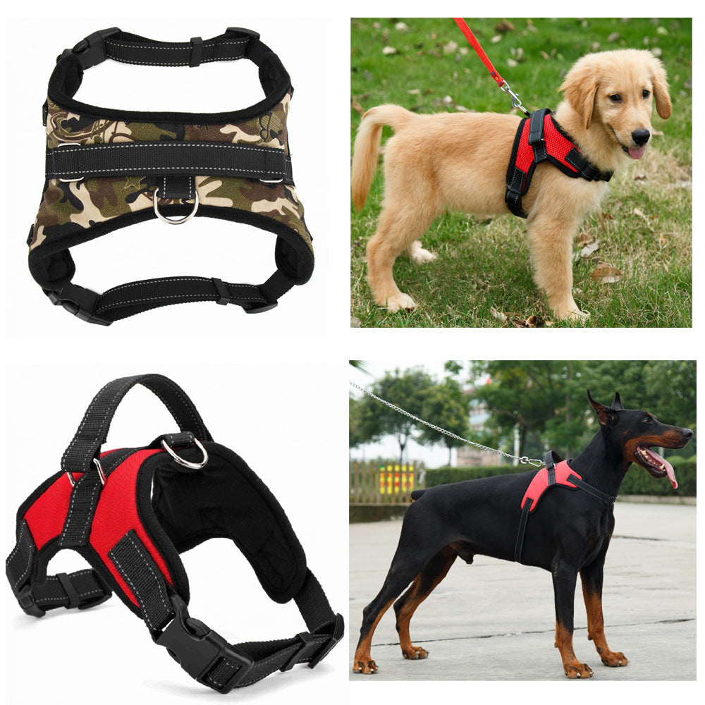 HKM-328467 Nylon Dog Collar for Medium and Large Breeds - Black, Red, Camouflage, Leopard Print Options
