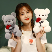 HKM-328467 Stuffed Plush Teddy Bear with Rose – Cute Love Toy for Children, 10cm to 100cm Heights