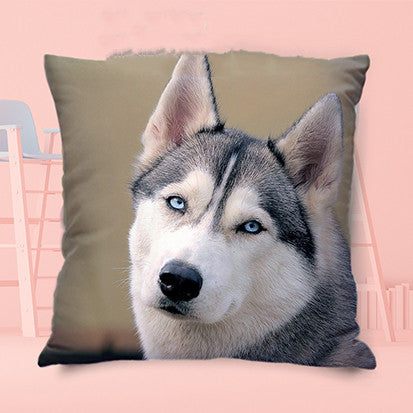 HKM-328595 Custom Funny Husky Pillowcase - 45cm x 45cm Satin Pillow Cover