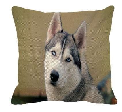 HKM-328595 Custom Funny Husky Pillowcase - 45cm x 45cm Satin Pillow Cover
